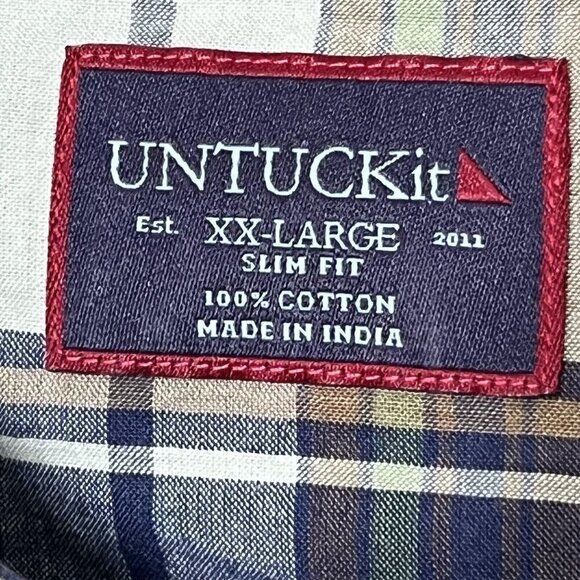 UNTUCKit Plaid Shirt Wrinkle Free Cotton Button Up Long Sleeve Men’s Size XXL - Picture 6 of 11